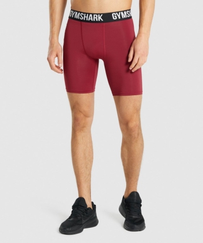 Burgundy Gymshark Element Baselayer Men's Shorts | US-48IPXJA