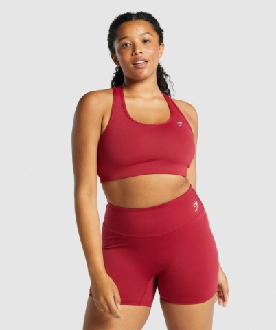 Burgundy Gymshark Essential Racer Back Training Women's Sports Bra | US-15YZVCB