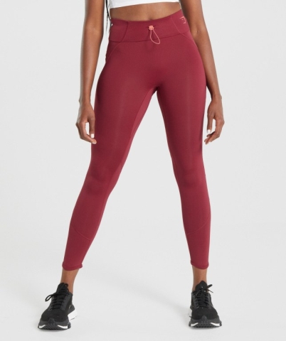 Burgundy Gymshark Pulse High Waisted Women's Leggings | US-78BMDLY