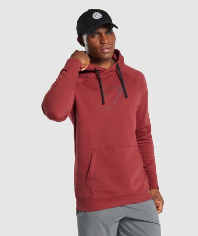 Burgundy Gymshark Sharkhead Infill Men's Hoodies | US-30CQVNI