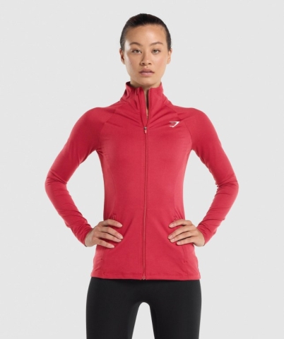 Burgundy Gymshark Training Zip Up Women's Jackets | US-36WYLPO