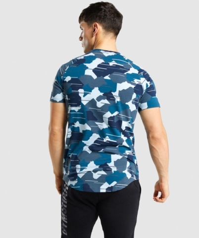 Camo / White Gymshark Bold Men's T Shirts | US-56SZWHI