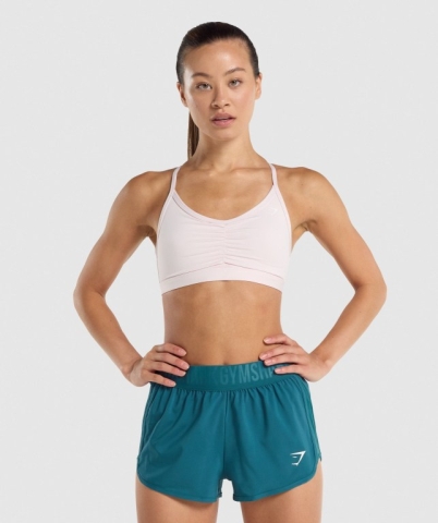 Cream Gymshark Ruched Training Women's Sports Bra | US-51WXVRB