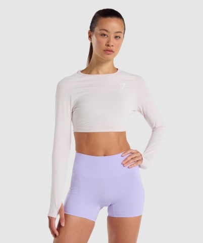 Cream Gymshark Training Crop Top Women's T Shirts | US-08LFTJU