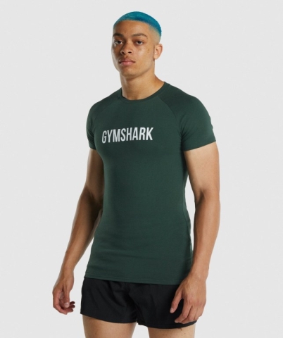 Dark Green Gymshark Apollo Men's T Shirts | US-18HRCYB