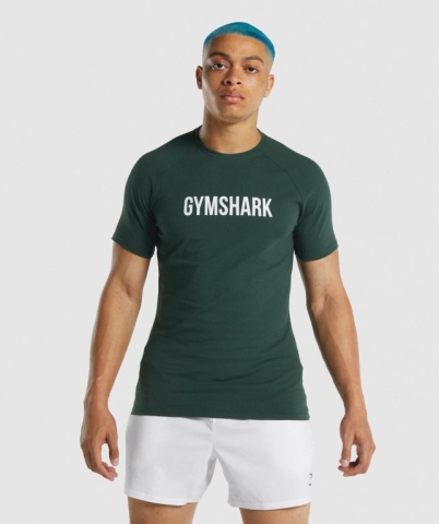 Dark Green Gymshark Apollo Men's T Shirts | US-87NKBOH