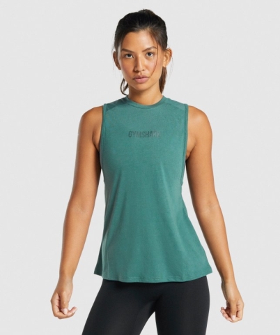 Dark Green Gymshark Camo Graphic Women's Tank Tops | US-31ENWKQ