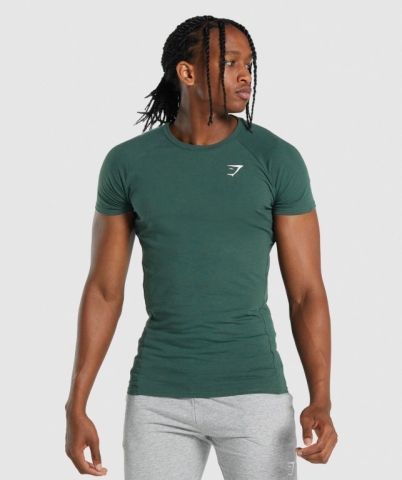 Dark Green Gymshark Critical 2.0 Men's T Shirts | US-04IKBTY