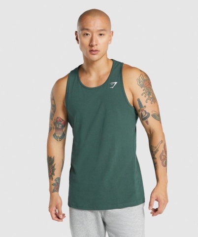 Dark Green Gymshark Critical 2.0 Men's Tank Tops | US-17XEDPR