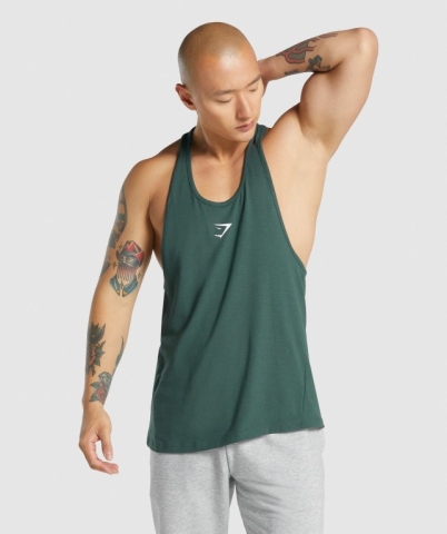 Dark Green Gymshark Critical 2.0 Men's Tank Tops | US-34DHGYB