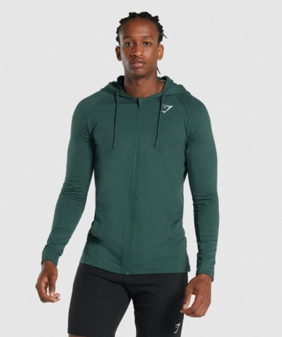 Dark Green Gymshark Critical 2.0 Zip Up Men's Hoodies | US-32ZUCEN