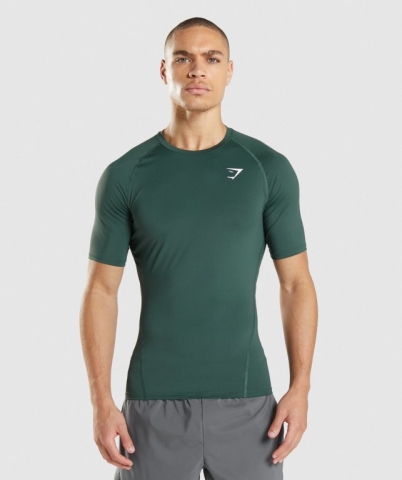 Dark Green Gymshark Element Baselayer Men's T Shirts | US-30EBGLJ