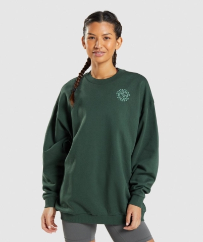 Dark Green Gymshark Legacy Graphic Sweatshirt Women's Hoodies | US-53KNFIW