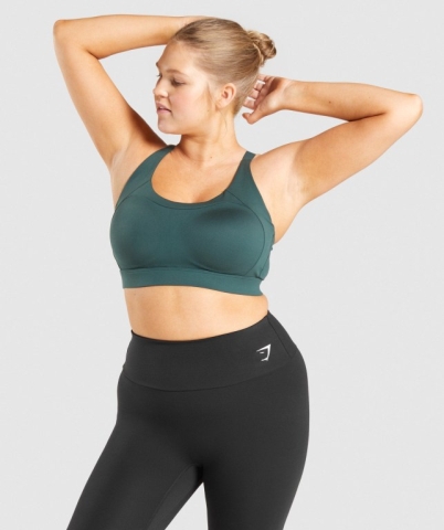 Dark Green Gymshark Racer Back Training Women's Sports Bra | US-57BHVQD