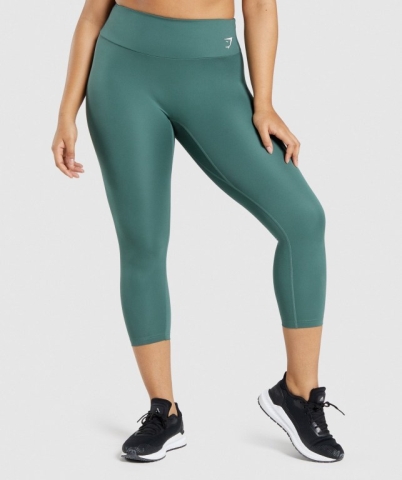 Dark Green Gymshark Training 7/8 High Waisted Women's Leggings | US-78QYJTN