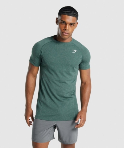 Dark Green Gymshark Vital Light Seamless Men's T Shirts | US-18QNXES