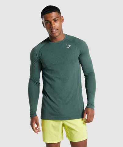 Dark Green Gymshark Vital Light Seamless Men's T Shirts | US-71ENMVC