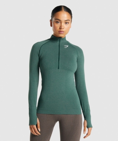 Dark Green Gymshark Vital Seamless 2.0 1/2 Zip Women's Hoodies | US-29BRNAK