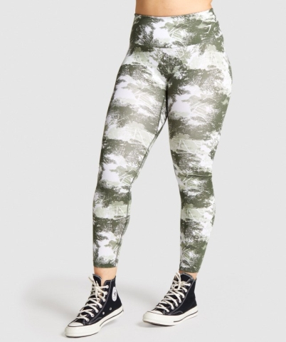 Green Camo Gymshark Training High Waisted Women's Leggings | US-67ZWHUR