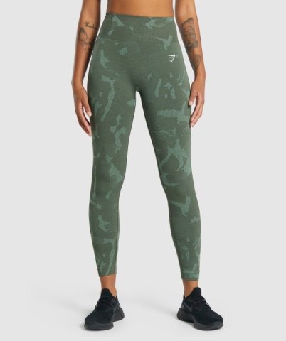 Green Gymshark Adapt Camo Seamless High Waisted Women's Leggings | US-16FOECD