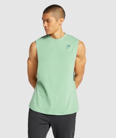 Green Gymshark Bold Drop Arm Men's Tank Tops | US-43QWLPG