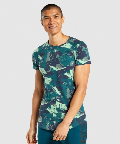 Green Gymshark Bold Men's T Shirts | US-25YTVAW