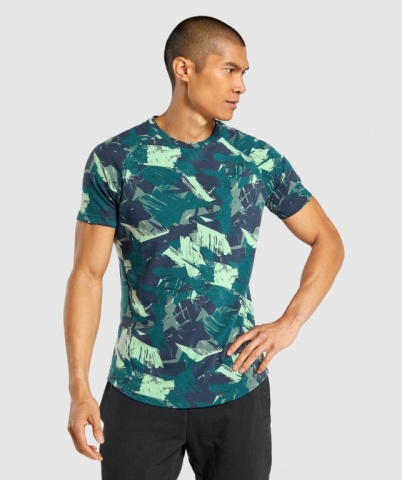 Green Gymshark Bold Men's T Shirts | US-40OIDQW