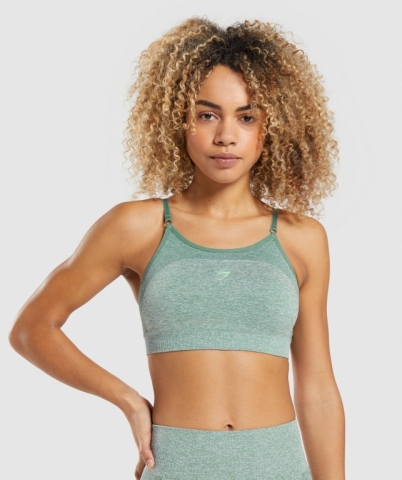 Green Gymshark Flex Strappy Women's Sports Bra | US-09UBEMP