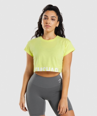 Green Gymshark Fraction Crop Top Women's T Shirts | US-02VHMJY