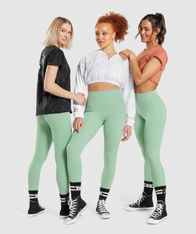 Green Gymshark KK Fit 7/8 High Waisted Women's Leggings | US-14JPIHR