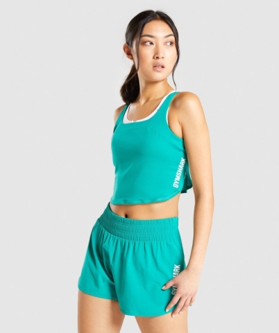 Green Gymshark Pulse Crop Top Women's T Shirts | US-09JOUVK