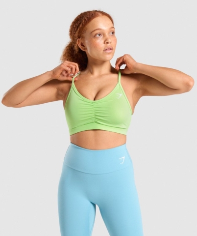 Green Gymshark Ruched Training Women's Sports Bra | US-16OATKJ