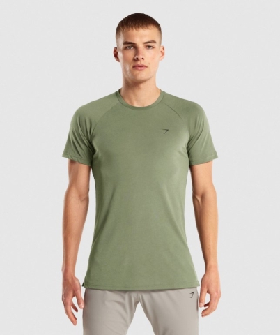 Green Gymshark Studio Men's T Shirts | US-83PCNSO