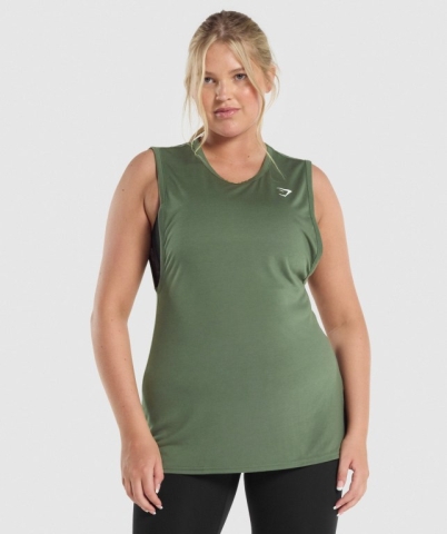 Green Gymshark Training Drop Arm Women's Tank Tops | US-56YZSAB