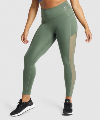 Green Gymshark Training Mesh Pocket High Waisted Women's Leggings | US-75SCLOQ