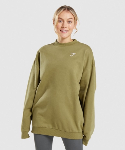 Green Gymshark Training Oversized Sweatshirt Women's Hoodies | US-80UJKAR