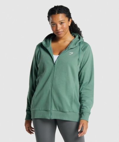 Green Gymshark Training Zip Up Women's Hoodies | US-27LCDYP