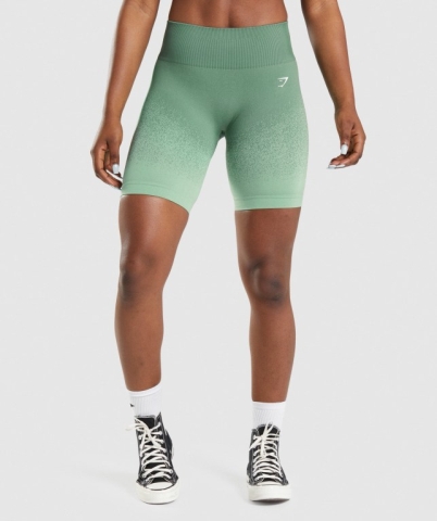 Green / Light Green Gymshark Adapt Ombre Seamless Cycling Women's Shorts | US-17NCIQO