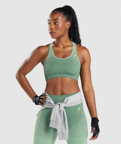 Green / Light Green Gymshark Adapt Ombre Seamless Women's Sports Bra | US-18LWDKI