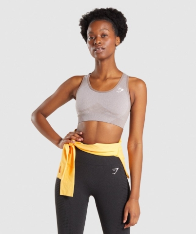 Grey Brown Gymshark Vital Seamless 2.0 Women's Sports Bra | US-07JWCPO