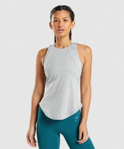 Grey / Green Gymshark Speed Women's Tank Tops | US-23GUXQR