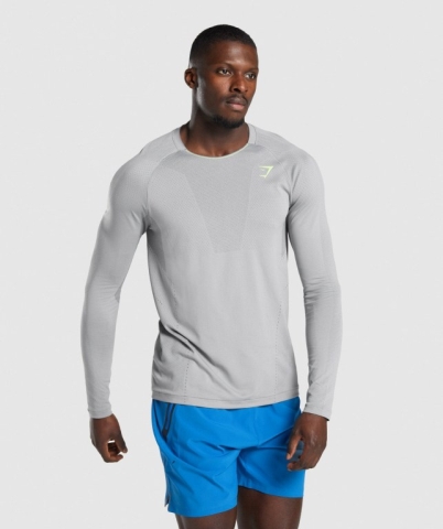 Grey Gymshark Apex Seamless Men's T Shirts | US-80WIZOH