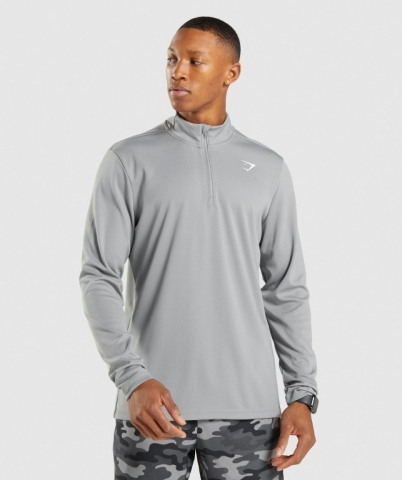 Grey Gymshark Arrival 1/4 Zip Men's Hoodies | US-31HKNUY