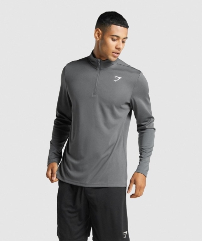 Grey Gymshark Arrival 1/4 Zip Men's Hoodies | US-62UZHTF