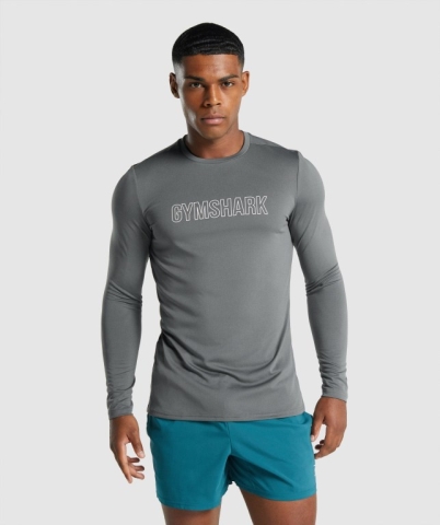 Grey Gymshark Arrival Graphic Men's T Shirts | US-68UVHDK