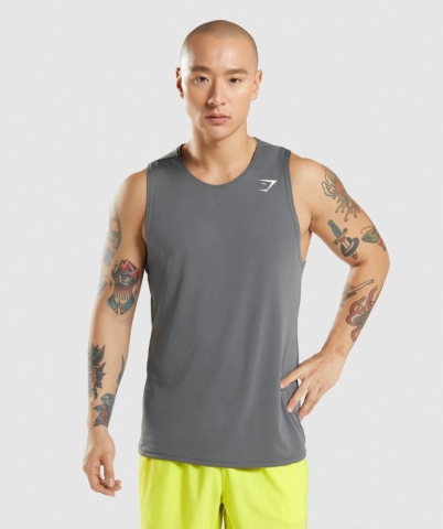 Grey Gymshark Arrival Men's Tank Tops | US-57MYBGJ