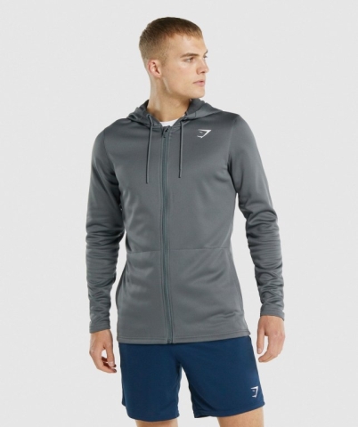 Grey Gymshark Arrival Zip Up Men's Hoodies | US-70UPMIC