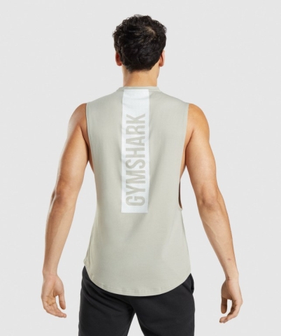 Grey Gymshark Bold Drop Arm Men's Tank Tops | US-34AUCYW