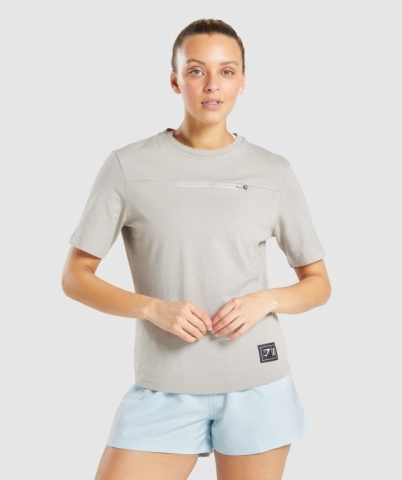 Grey Gymshark CTY Women's T Shirts | US-34VZKAG