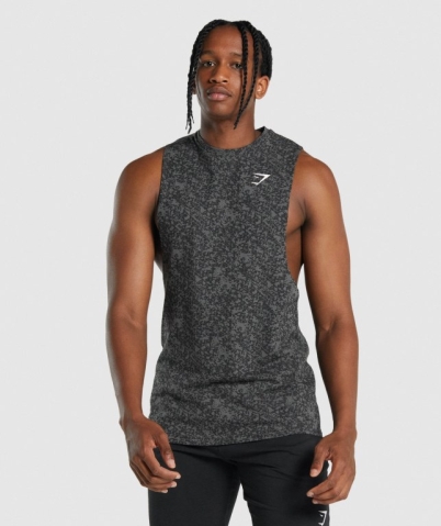 Grey Gymshark Critical 2.0 Drop Arm Men's Tank Tops | US-91BCGFY